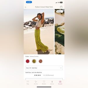 Free People Hudson Canyon Striped Pants Size M